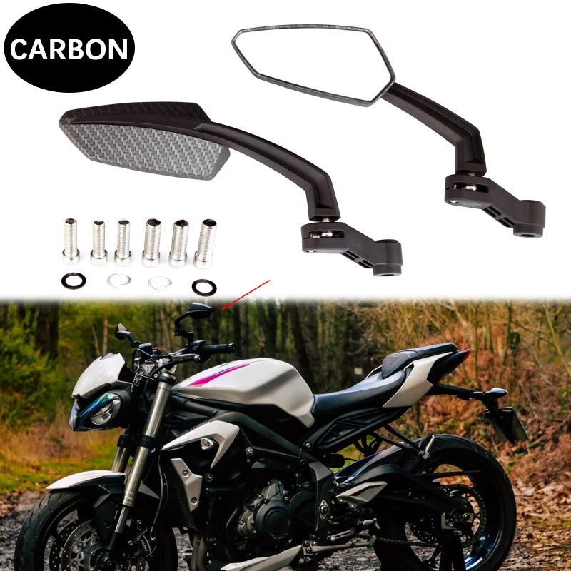 MISS MOLY 8mm 10mm Carbon Motorcycle Rearview Side Mirrors For Honda Grom CRF250L Kawasaki Yamaha - Image 3
